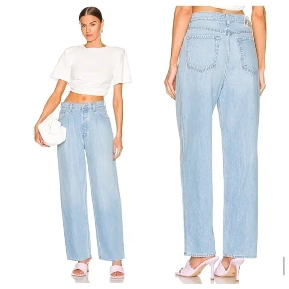 MOTHER Pleated Fun Dip Puddle Jeans Snacks High Rise Barrel Leg Just A Nibble 31 - Picture 3 of 14